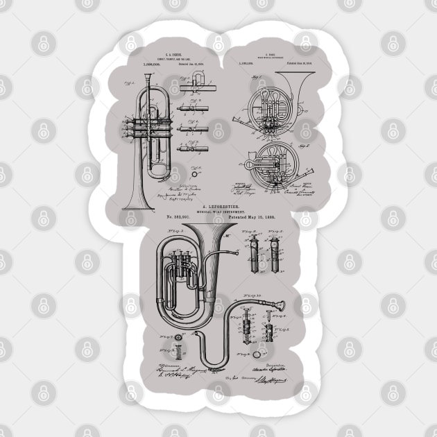 Classical Musician Brass Instruments Patents Sticker by MadebyDesign